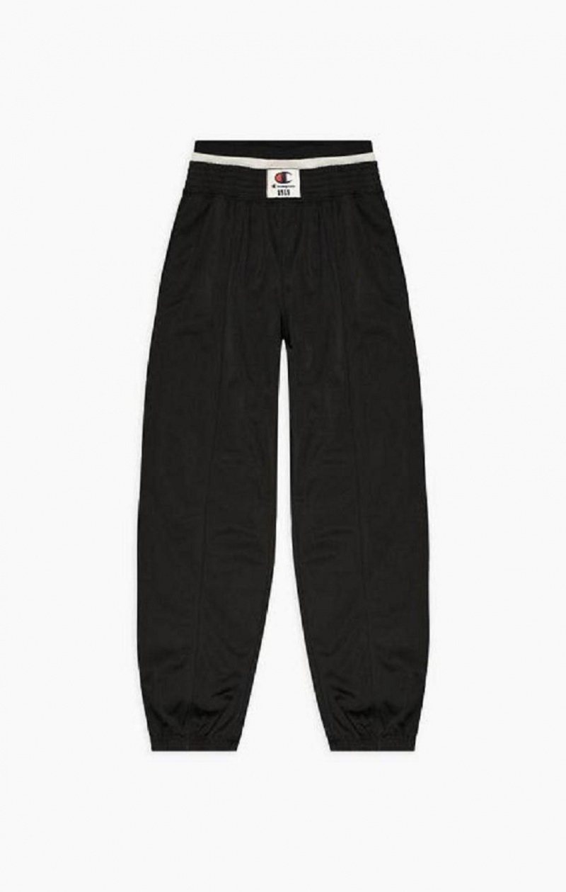 Pantalon Jogger Champion Double Taille Cigarette Piste Pants Femme Noir | 7605-SNIFX