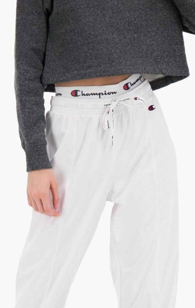 Pantalon Jogger Champion Double Waistband Popper Piste Pants Femme Blanche | 5102-PELNA