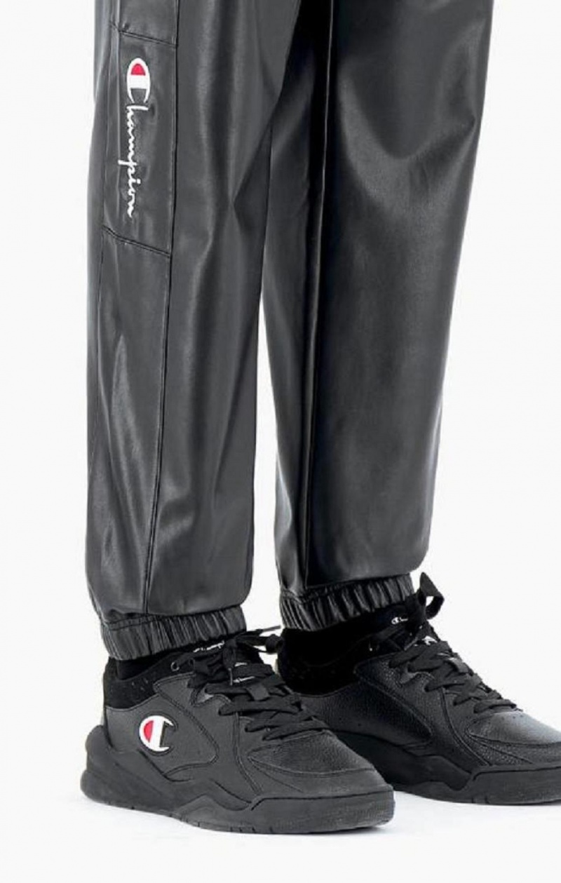 Pantalon Jogger Champion Faux Cuir Piste Pants Homme Noir | 9347-SYHXE