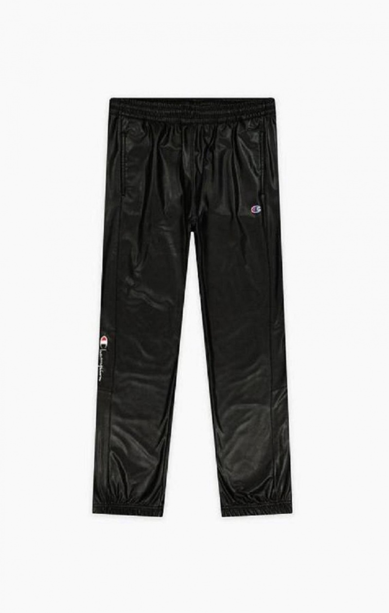 Pantalon Jogger Champion Faux Cuir Piste Pants Homme Noir | 9347-SYHXE