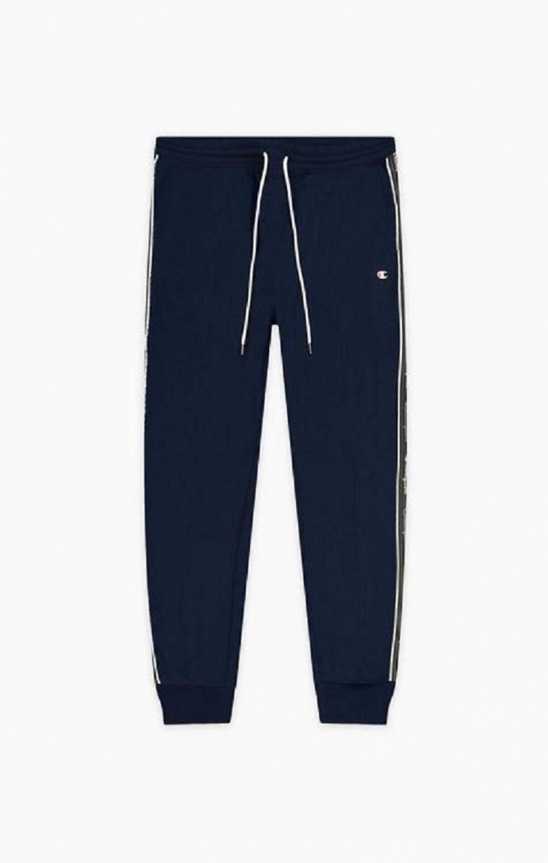 Pantalon Jogger Champion Jacquard Logo Tape Joggers Homme Bleu Foncé | 4209-JBGZU