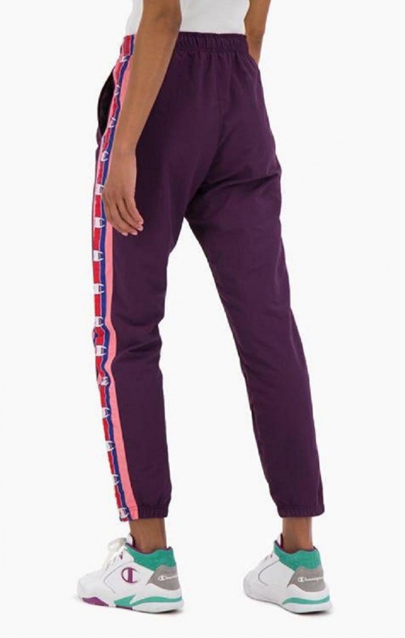 Pantalon Jogger Champion Logo Tape Cuffed Piste Pants Femme Violette Foncé | 9802-WXSOV