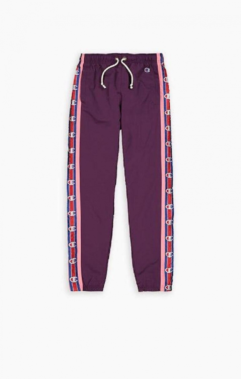 Pantalon Jogger Champion Logo Tape Cuffed Piste Pants Femme Violette Foncé | 9802-WXSOV