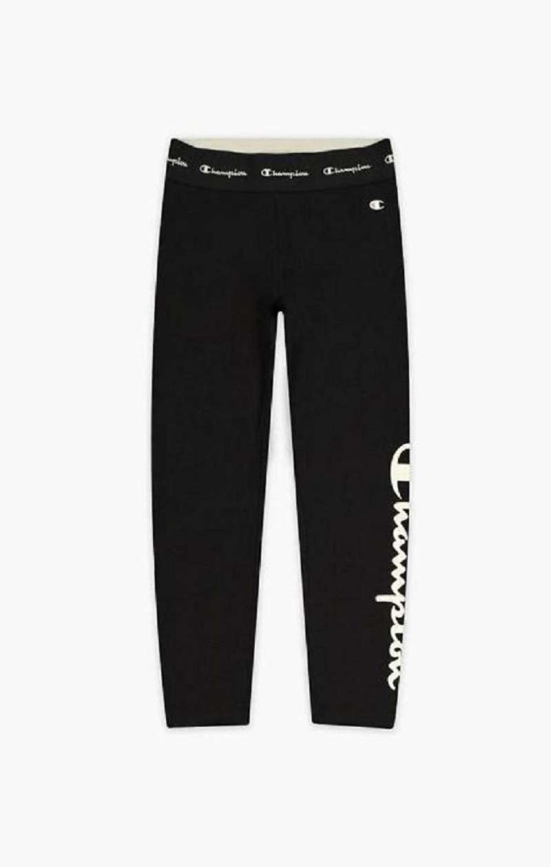 Pantalon Jogger Champion Logo Tape Stretch Crop Leggings Femme Noir | 5603-TCVNO