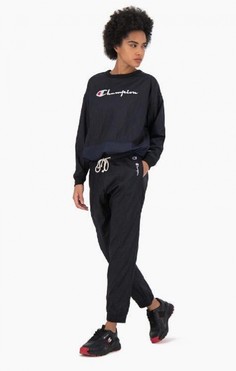 Pantalon Jogger Champion Panel Detail Cuffed Piste Pants Femme Noir | 1243-HYAJU