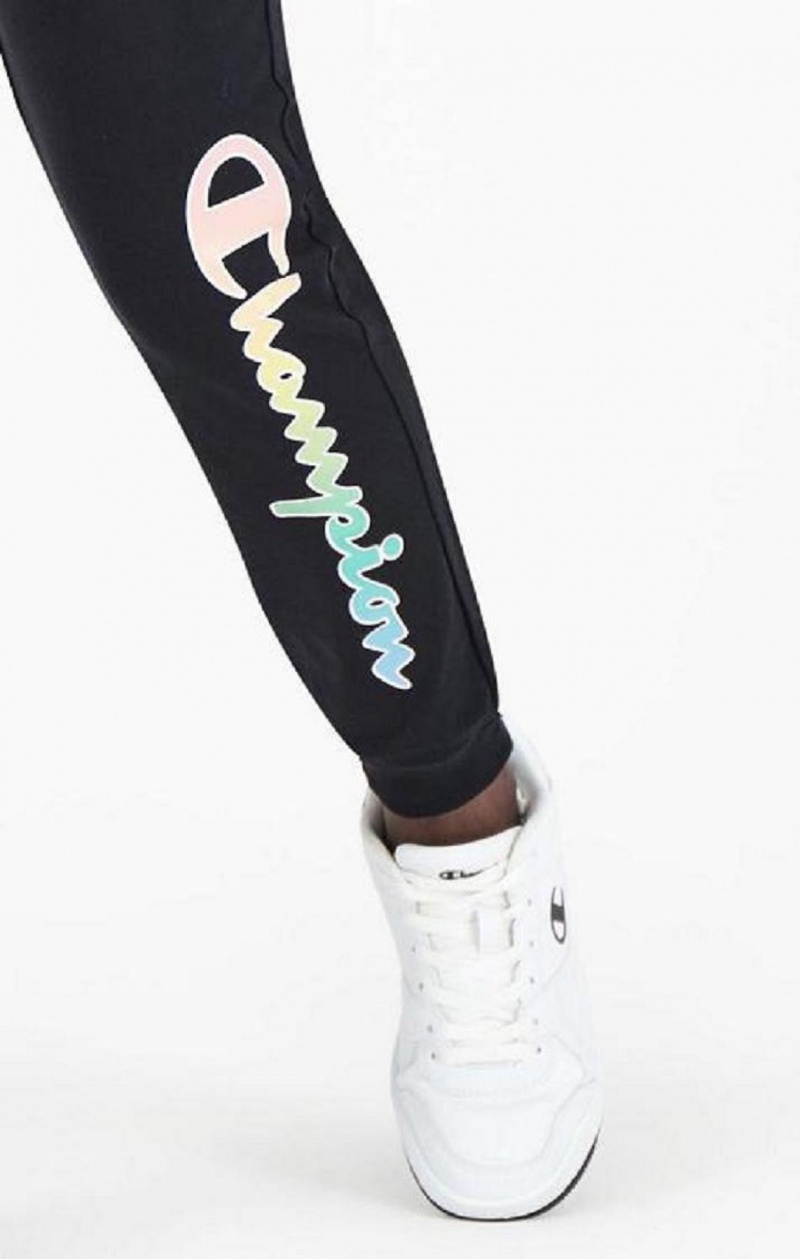 Pantalon Jogger Champion Rainbow Script Logo Print Joggers Femme Noir | 6528-QFICD