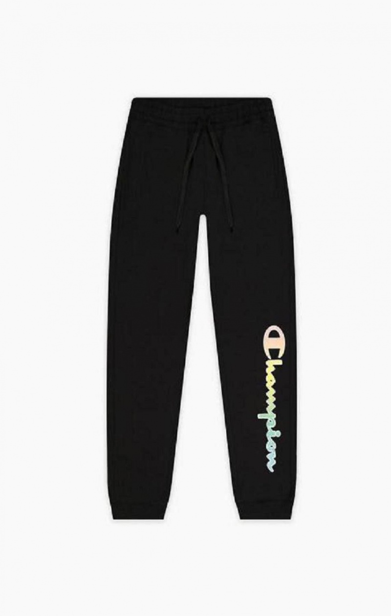 Pantalon Jogger Champion Rainbow Script Logo Print Joggers Femme Noir | 6528-QFICD