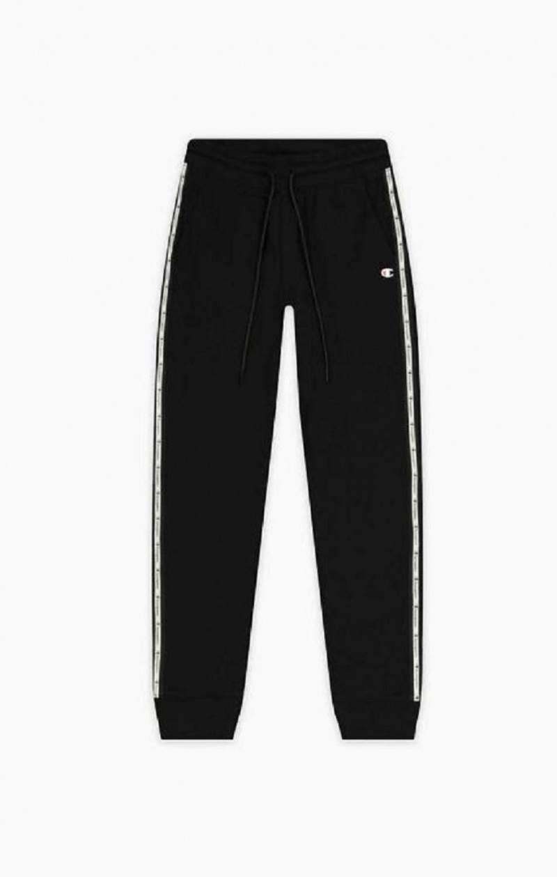 Pantalon Jogger Champion Rayé Jacquard Logo Tape Joggers Femme Noir | 9871-TVHEL