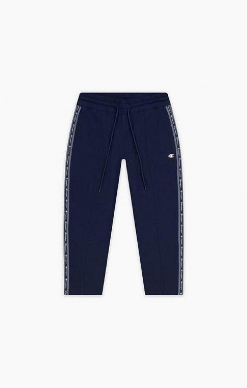 Pantalon Jogger Champion Rayé Jacquard Logo Tape Joggers Femme Bleu Foncé | 6507-BIOQN