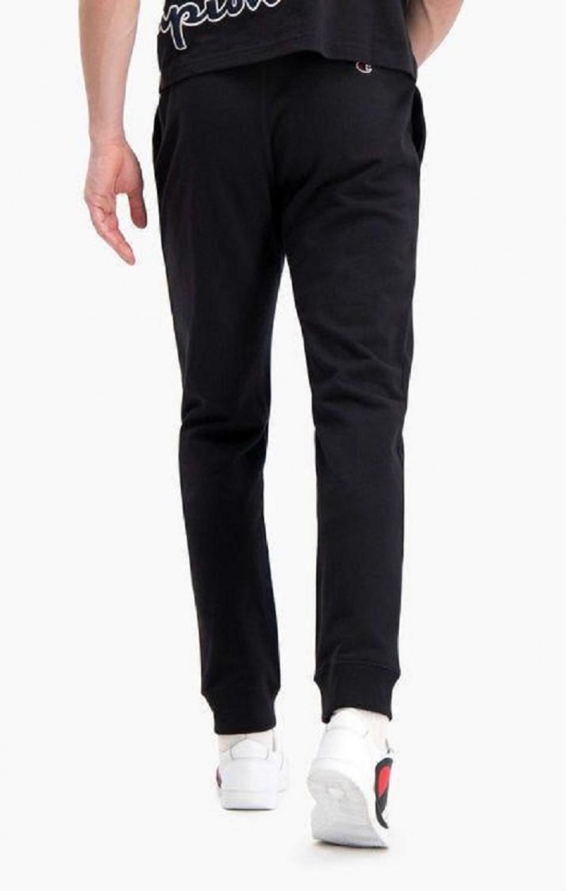 Pantalon Jogger Champion Satin Script Logo Coton Terry Joggers Homme Noir | 7342-GFVRL