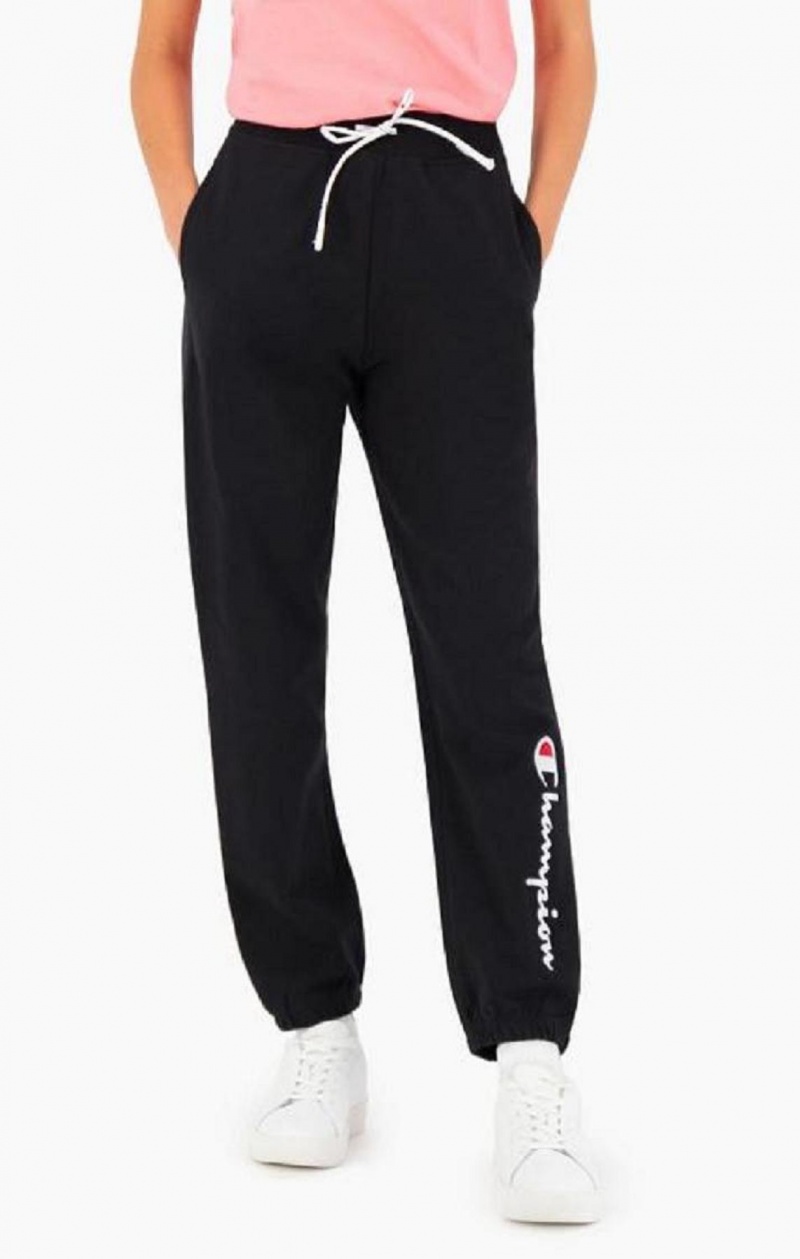 Pantalon Jogger Champion Satin Stitch Script Logo Fleece Joggers Femme Noir | 2358-YTNLM