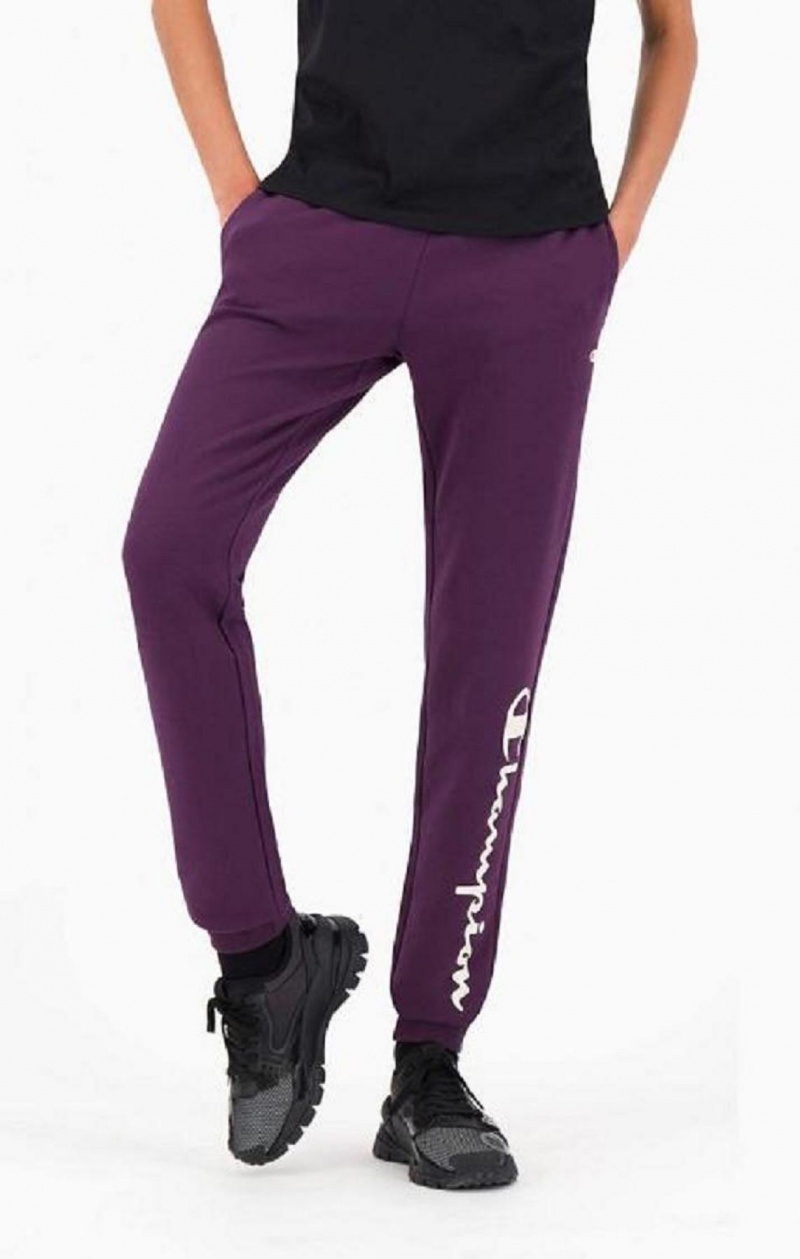 Pantalon Jogger Champion Script Logo Fleece Joggers Femme Violette Foncé | 2094-OATCI