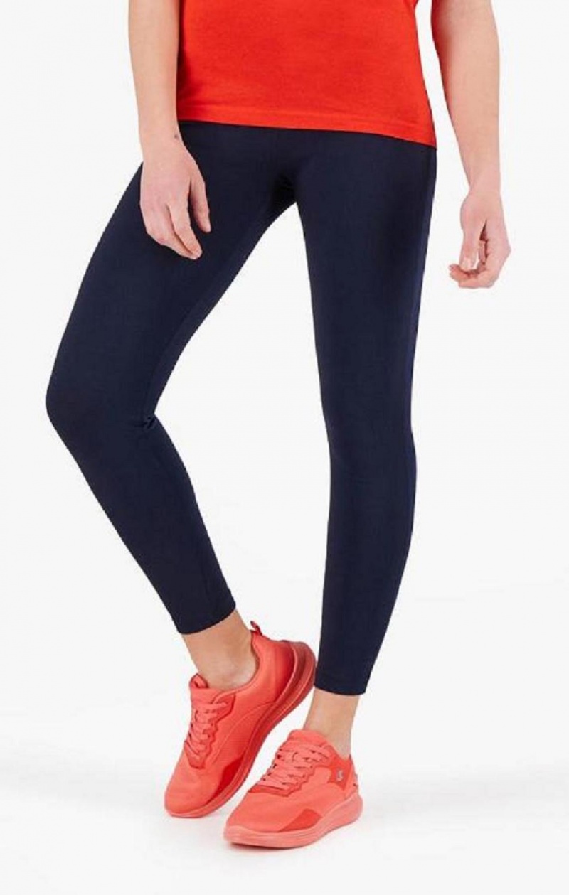 Pantalon Jogger Champion Script Logo Stretch Coton Leggings Femme Bleu Foncé | 2874-DSFNM