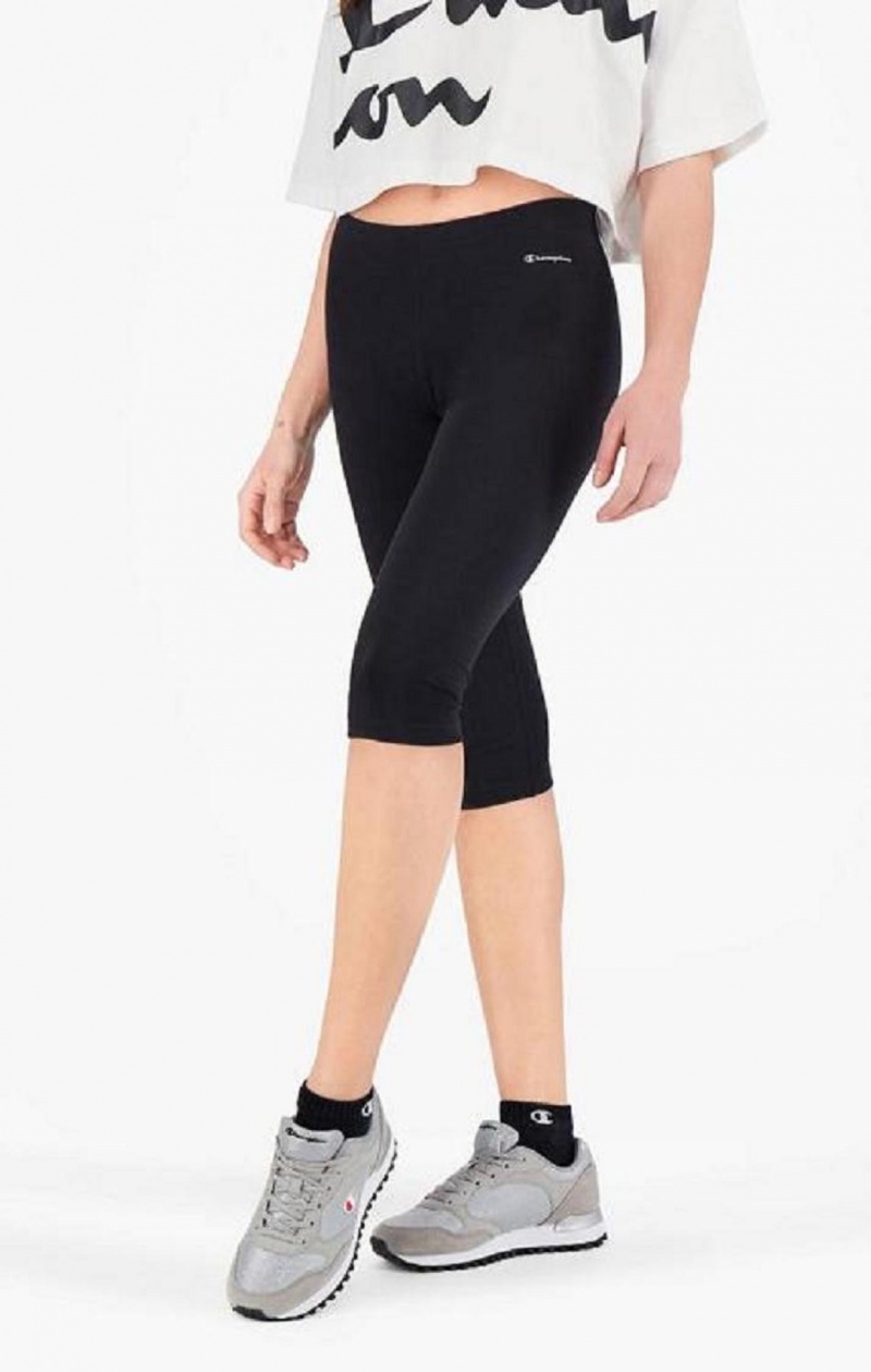 Pantalon Jogger Champion Script Logo Stretch Coton Leggings Femme Noir | 2943-HWSKR