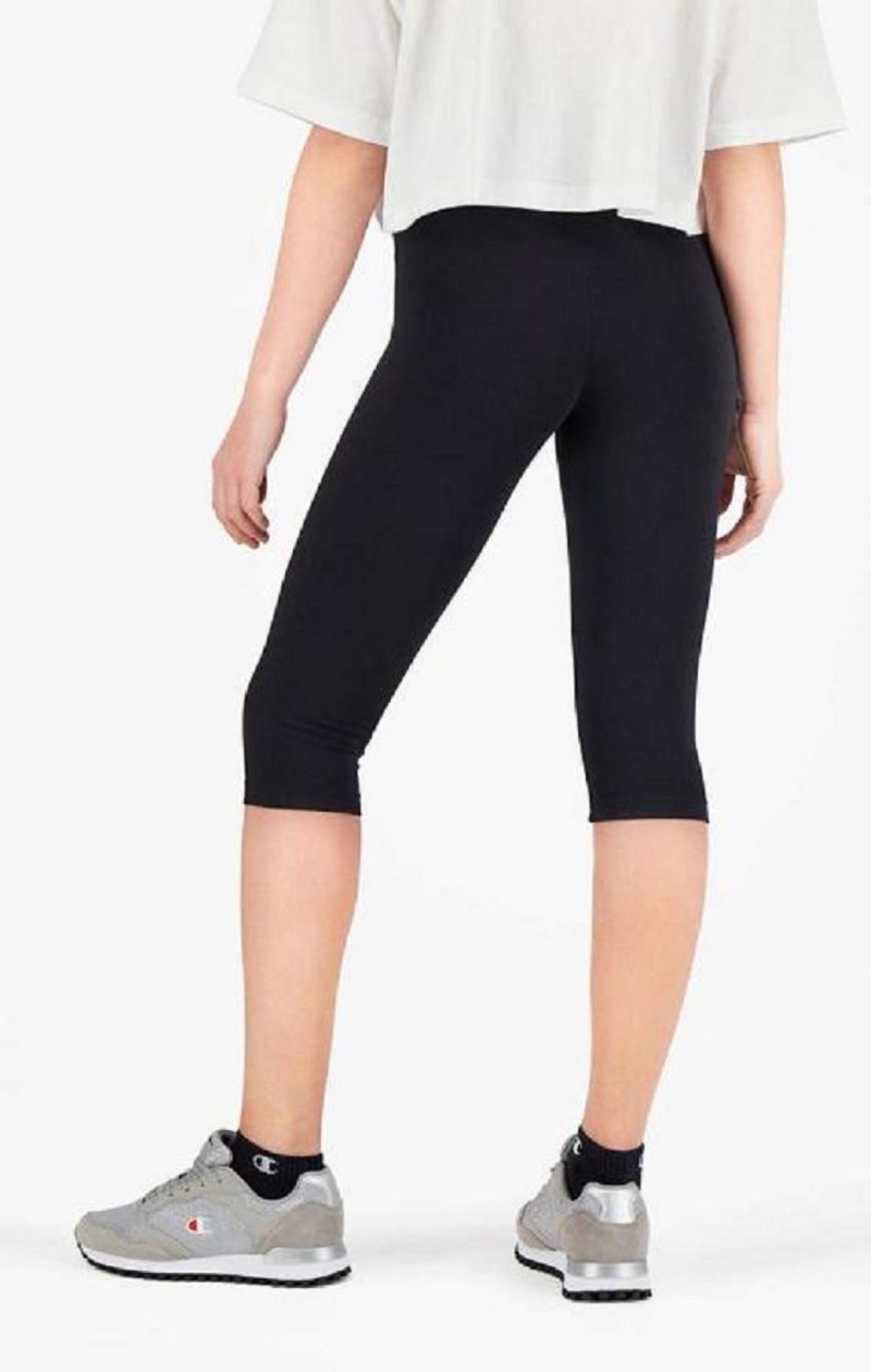 Pantalon Jogger Champion Script Logo Stretch Coton Leggings Femme Noir | 2943-HWSKR