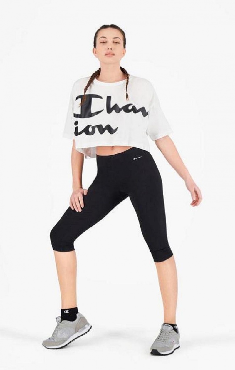 Pantalon Jogger Champion Script Logo Stretch Coton Leggings Femme Noir | 2943-HWSKR