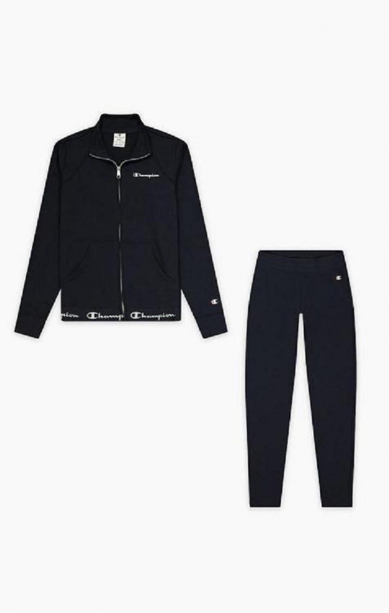 Pantalon Jogger Champion Script Logo Taille Zip-Up Sweatsuit Femme Bleu Foncé | 4825-KQYXD