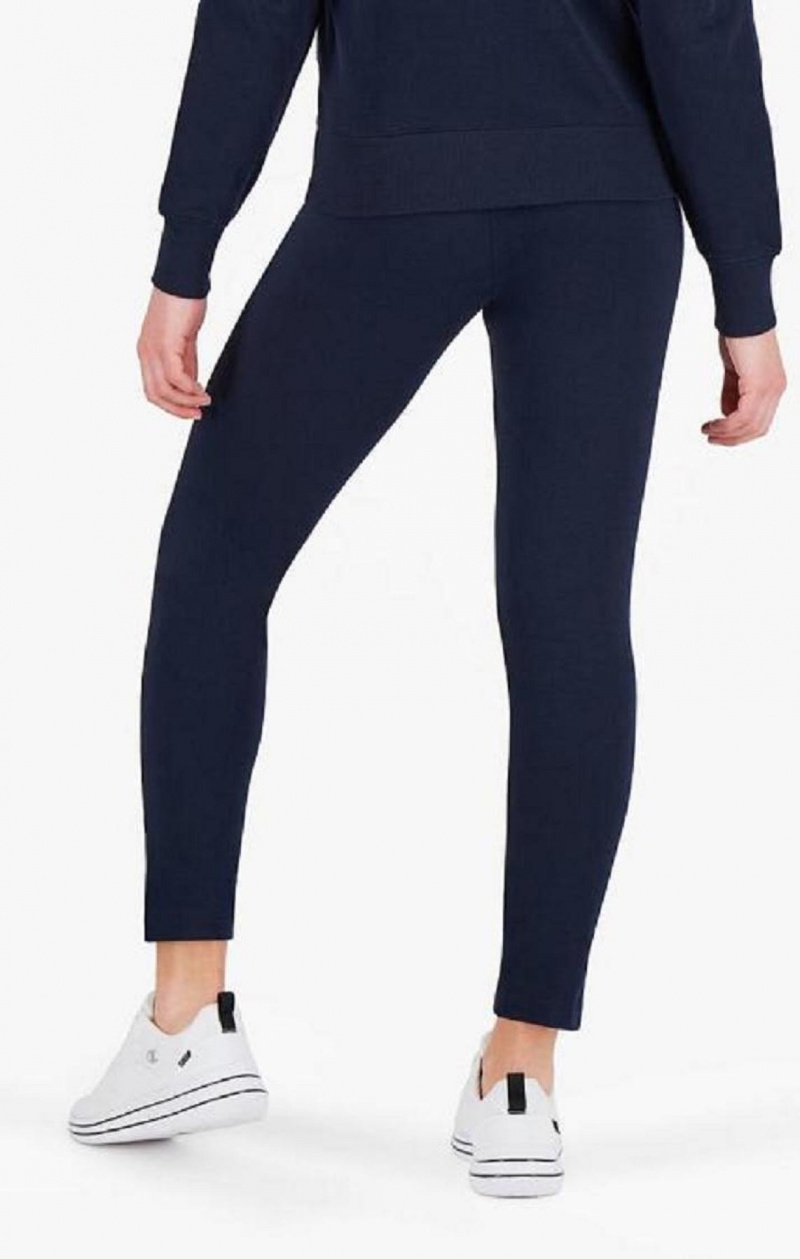 Pantalon Jogger Champion Script Logo Waistband Front Seam Leggings Femme Bleu Foncé | 6750-XVMLJ