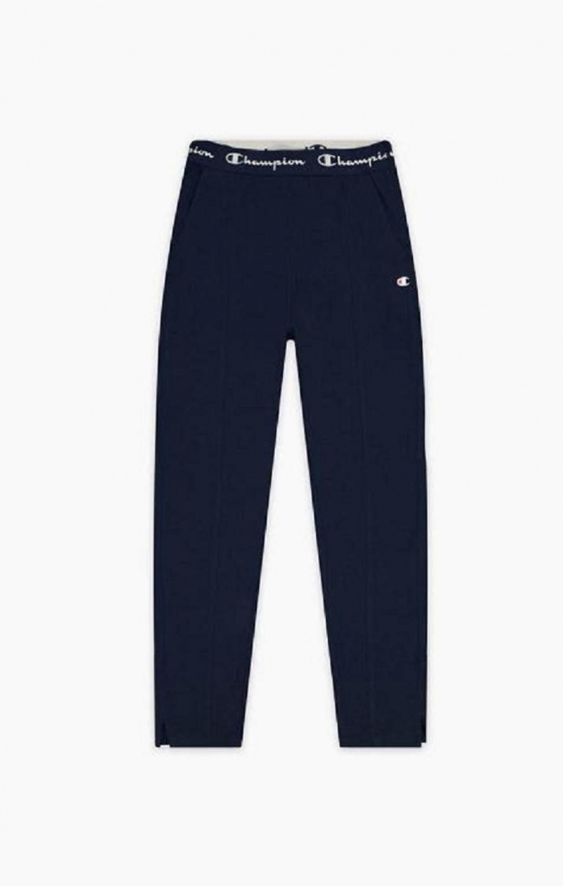 Pantalon Jogger Champion Script Logo Waistband Front Seam Leggings Femme Bleu Foncé | 6750-XVMLJ