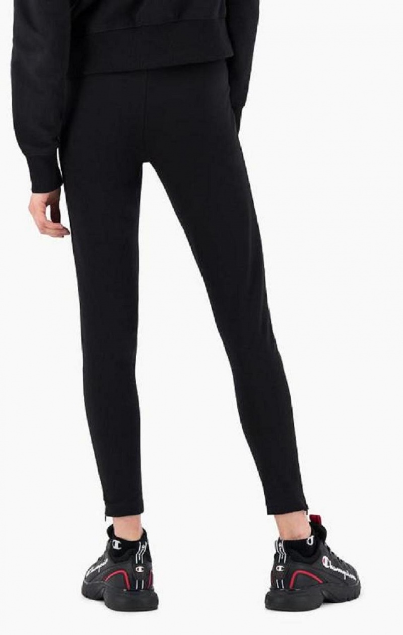 Pantalon Jogger Champion Script Logo Waisy Zip Detail Leggings Femme Noir | 6123-TXPCF