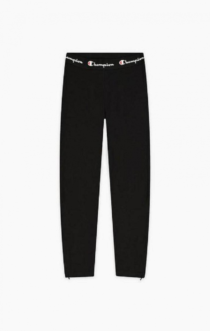 Pantalon Jogger Champion Script Logo Waisy Zip Detail Leggings Femme Noir | 6123-TXPCF