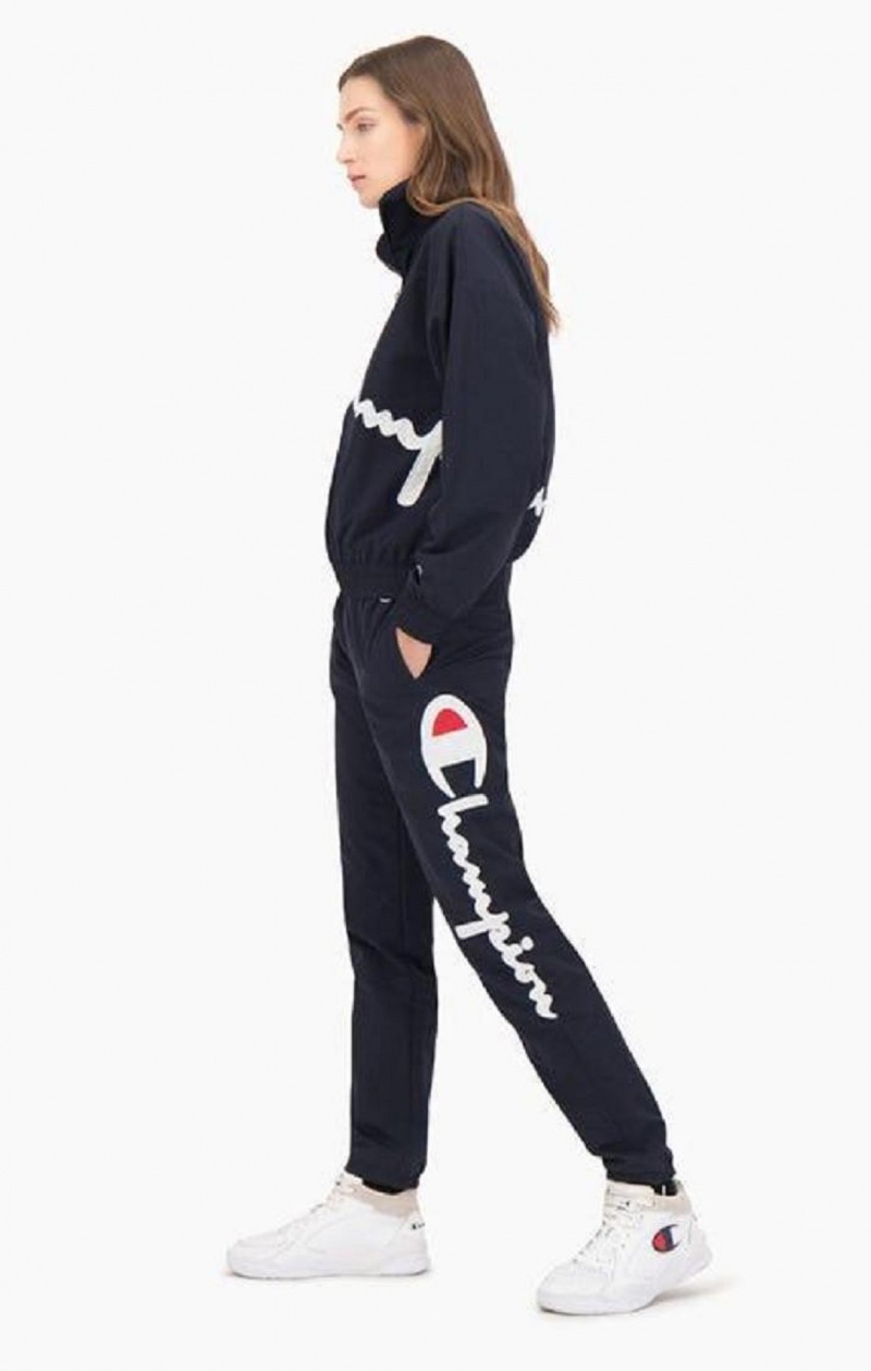 Pantalon Jogger Champion Statement Script Logo Leg Piste Pants Femme Bleu Foncé | 0249-UOPDS