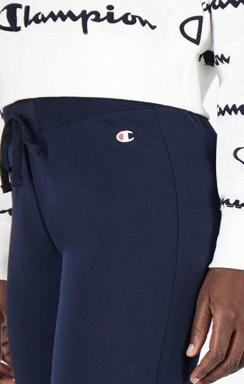 Pantalon Jogger Champion Stretch Coton Terry Joggers Femme Bleu Foncé | 7456-ZHRSC