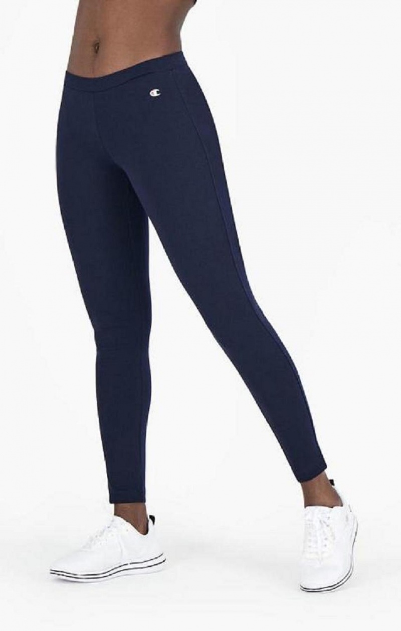 Pantalon Jogger Champion Stretch Coton Terry Leggings Femme Bleu Foncé | 8391-QEOIS