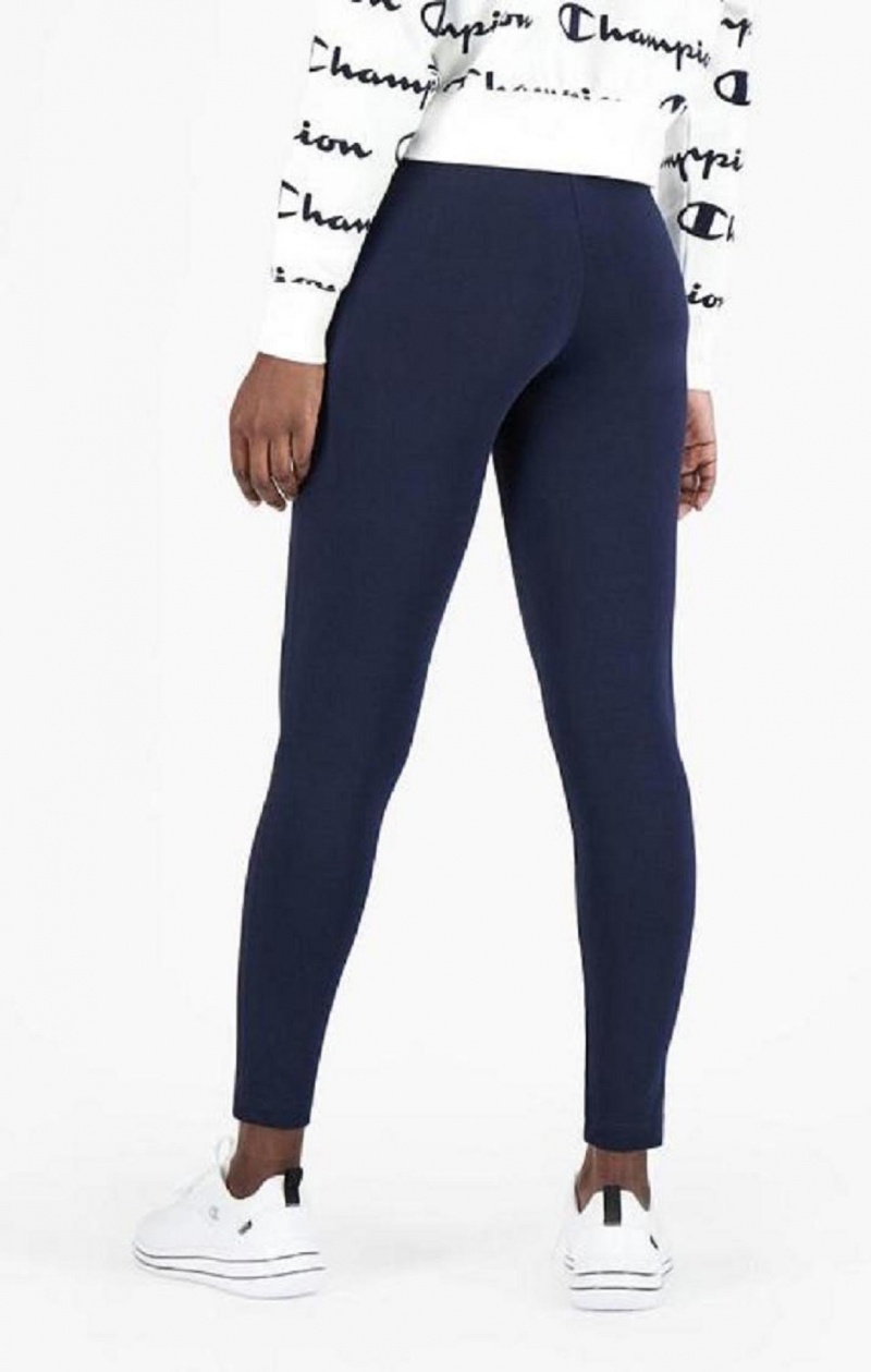 Pantalon Jogger Champion Stretch Coton Terry Leggings Femme Bleu Foncé | 8391-QEOIS