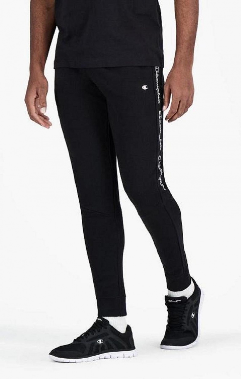 Pantalon Jogger Champion Vertical Script Logo Print Joggers Homme Noir | 7485-XEBJQ