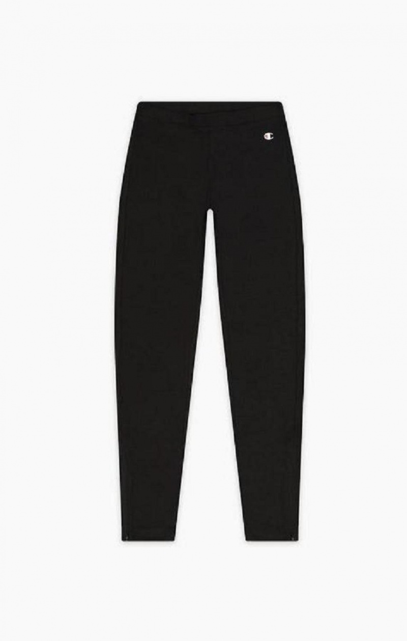 Pantalon Jogger Champion Zip Detail Stretch Coton Leggings Femme Noir | 7914-IPZKD