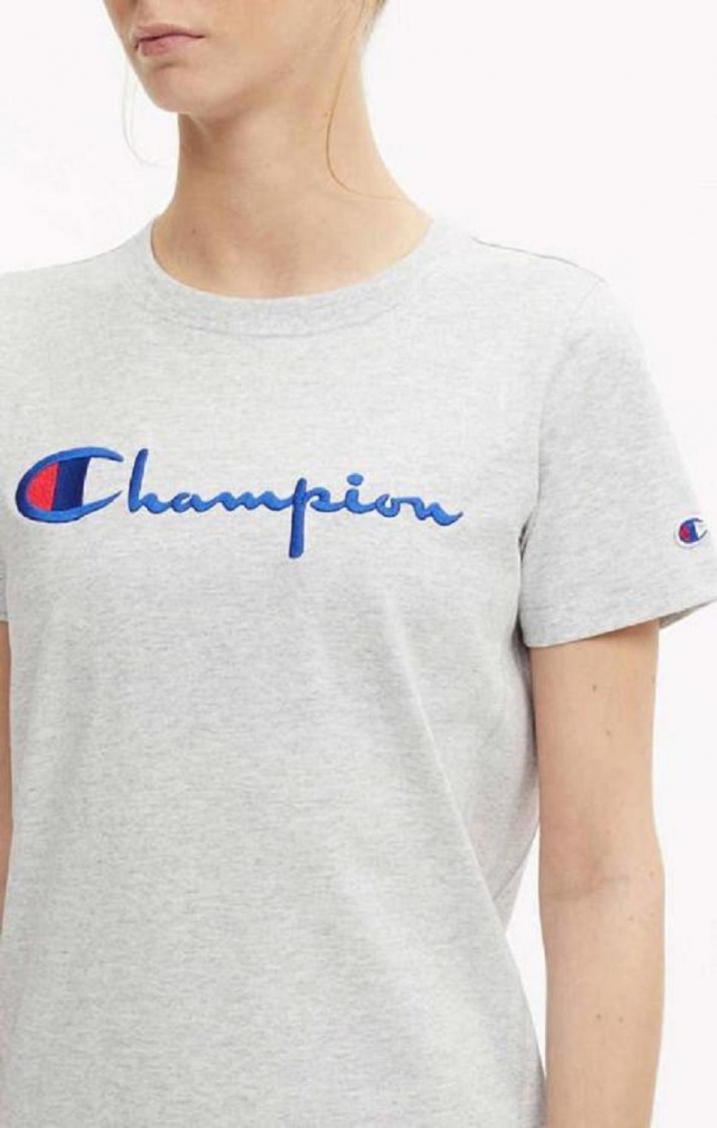 Peignoir Champion Script Logo Midi T-Shirt Robe Femme Grise Clair | 0847-BXRGL