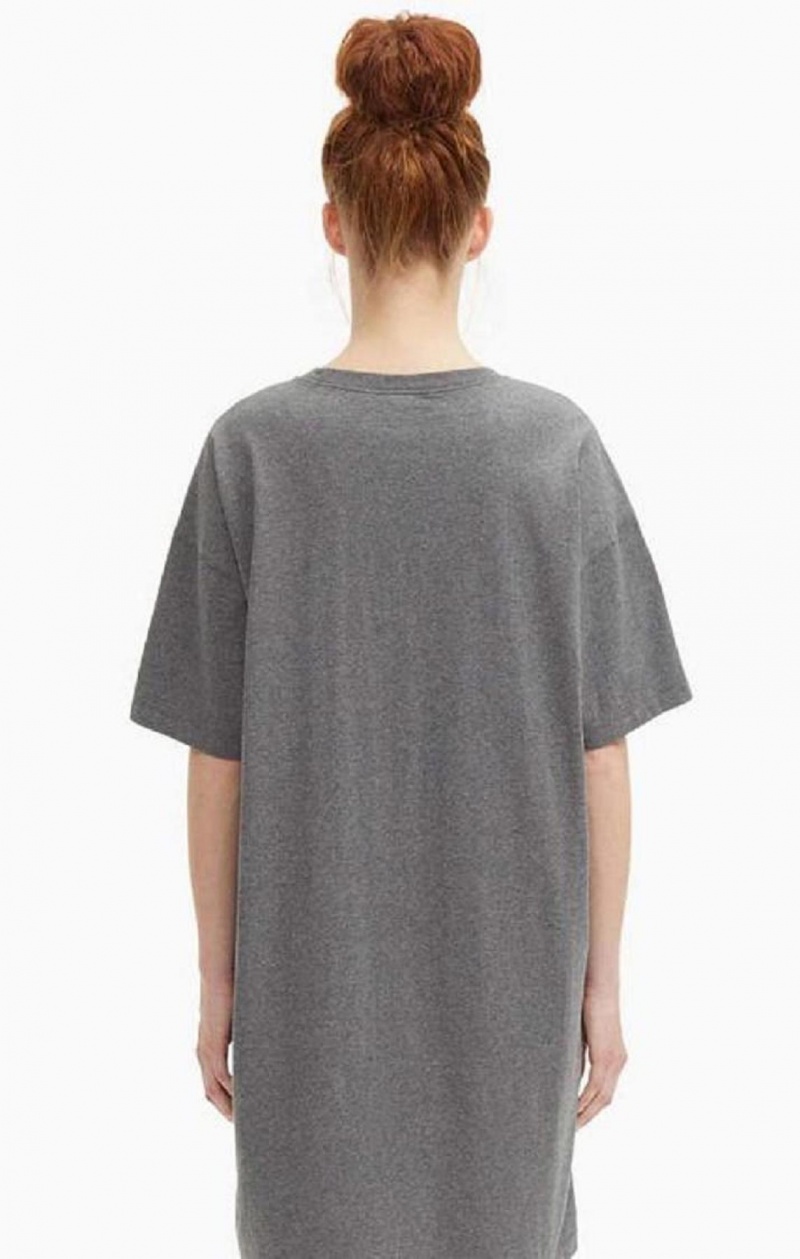 Peignoir Champion Small Script Logo Oversized T-Shirt Robe Femme Grise Foncé | 8520-YXRBU