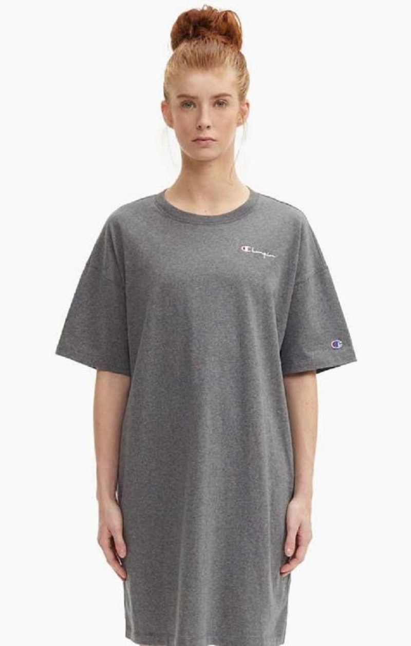 Peignoir Champion Small Script Logo Oversized T-Shirt Robe Femme Grise Foncé | 8520-YXRBU