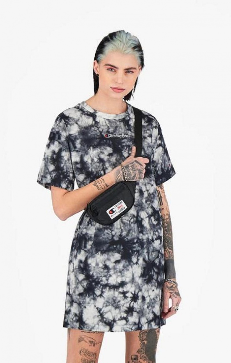 Peignoir Champion Tie Dye Digital Print T-Shirt Robe Femme Noir | 5864-QNBPH