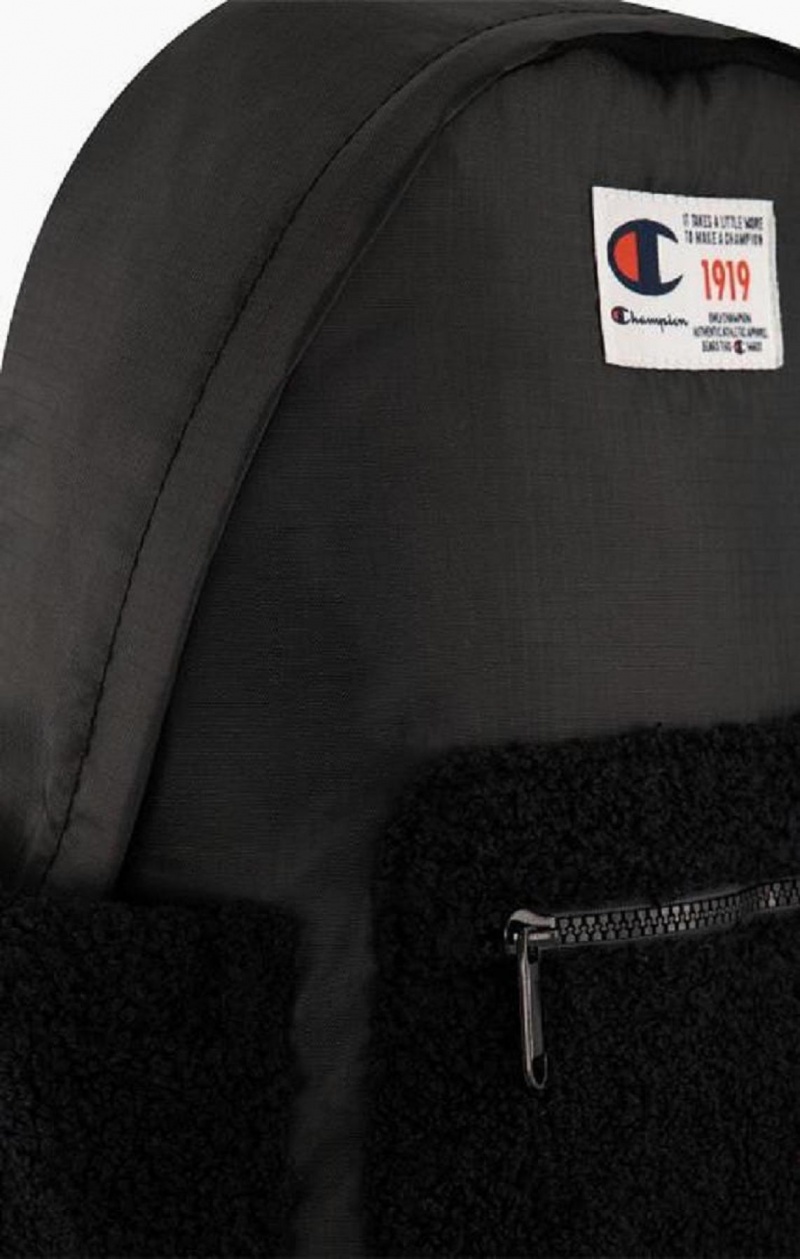 Sacs Champion 1919 Logo Teddy Backpack Homme Noir | 6912-WRFJU