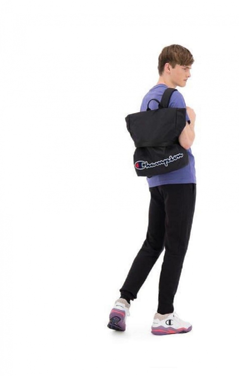 Sacs Champion Folding Top Script Logo Backpack Femme Noir | 6385-WFAPV