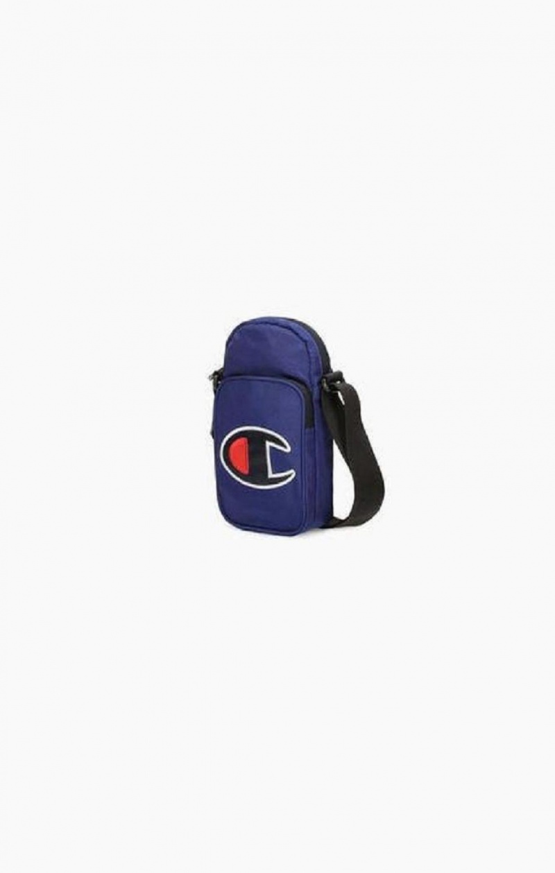 Sacs Champion Satin C Logo Patch Double Brides Crossbody Bag Homme Bleu | 1578-SGVWX