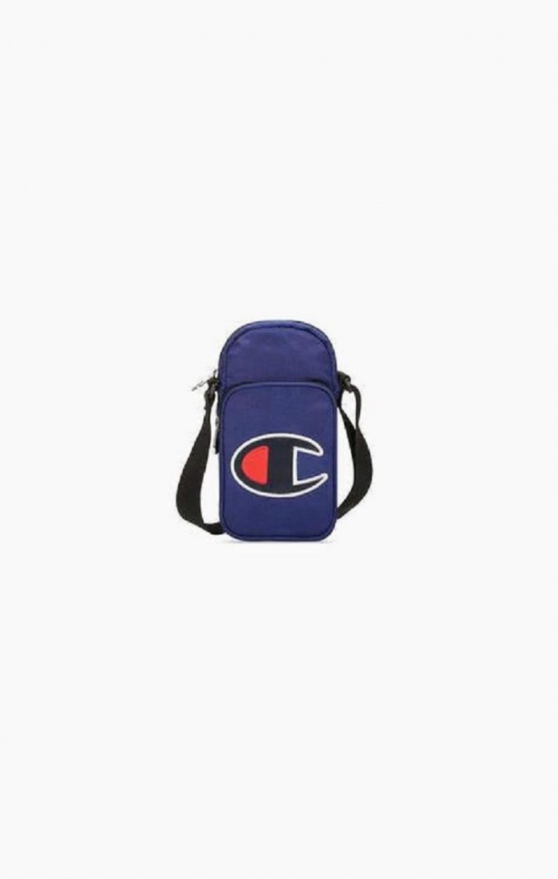 Sacs Champion Satin C Logo Patch Double Brides Crossbody Bag Homme Bleu | 1578-SGVWX