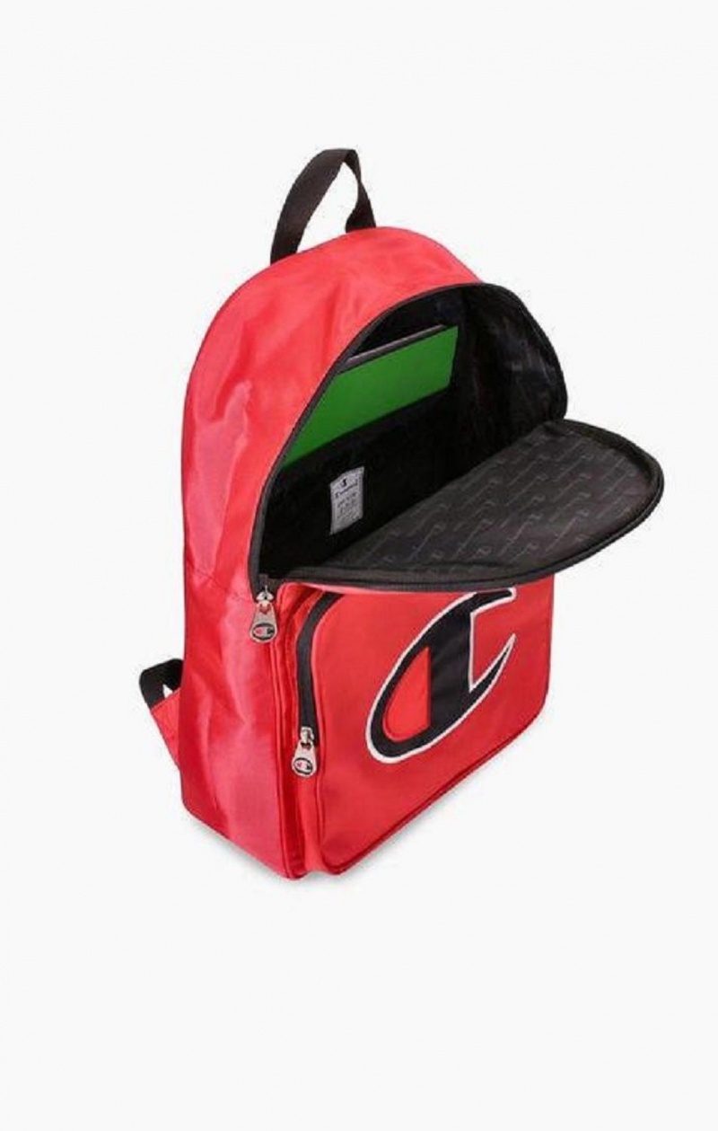 Sacs Champion Satin C Logo Patch Zipped Backpack Homme Rouge | 7051-HRFTB