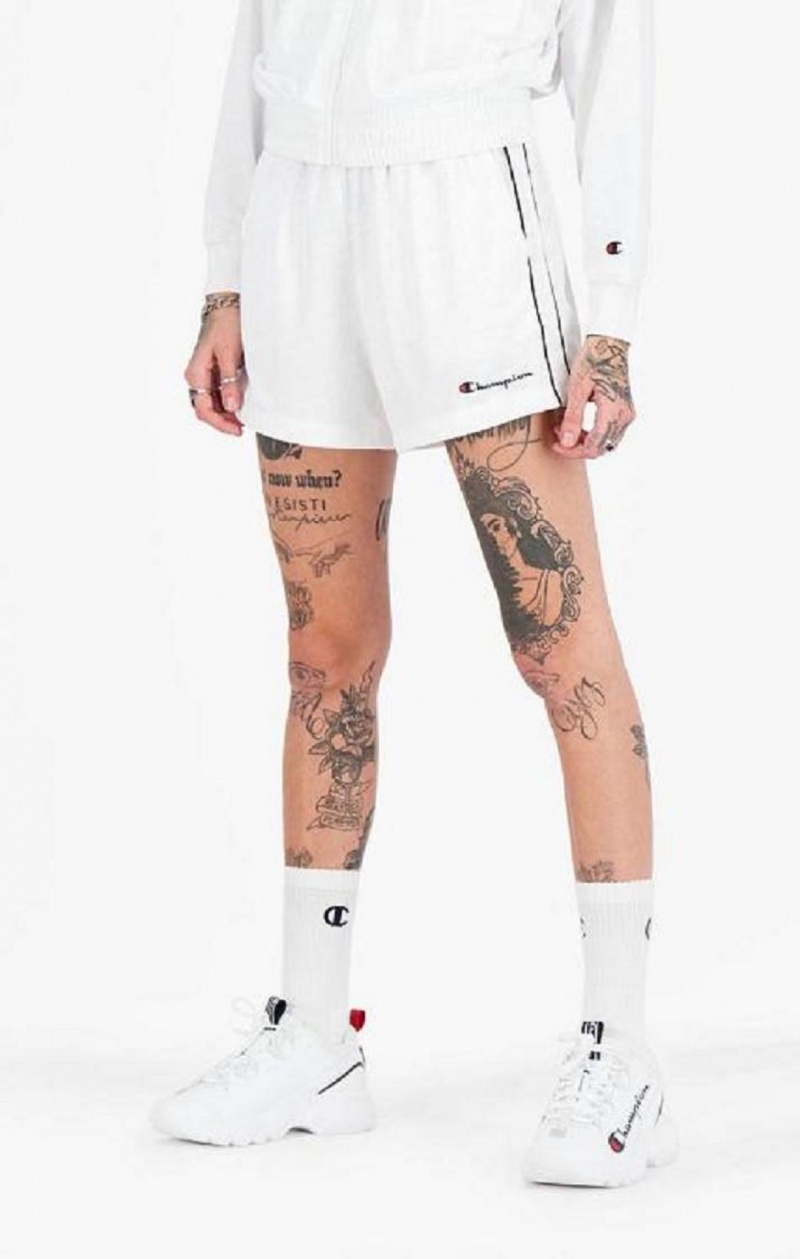 Short Champion All-over Script Logo Shorts Femme Blanche | 5410-ODAKC