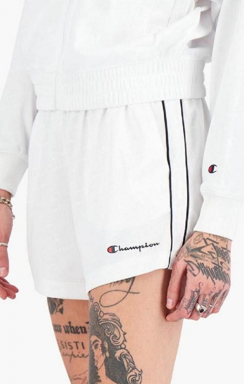 Short Champion All-over Script Logo Shorts Femme Blanche | 5410-ODAKC