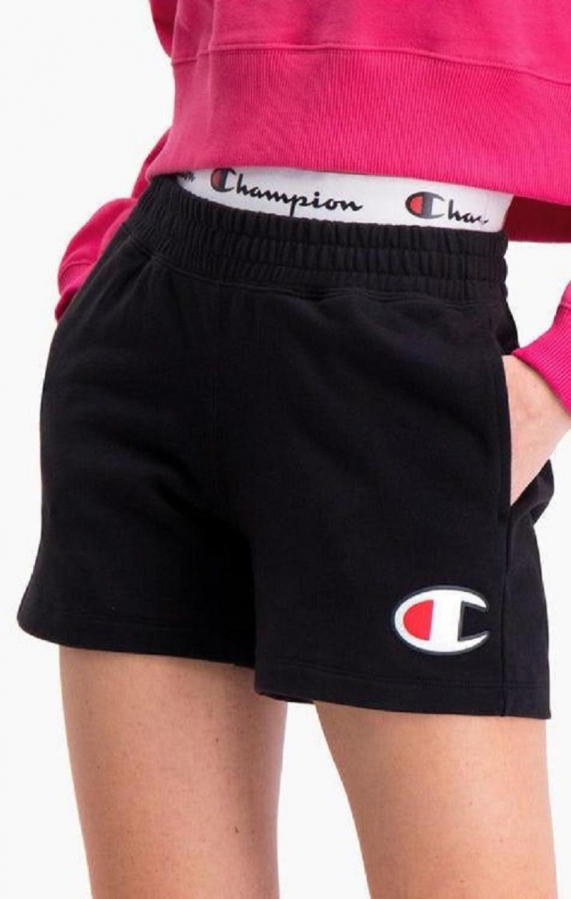 Short Champion Double Waistband Shorts Femme Noir | 7365-ASXTB