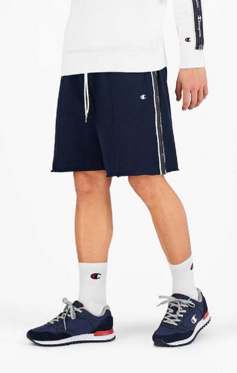 Short Champion Jacquard Logo Tape Front Seam Shorts Homme Bleu Foncé | 1706-QICJL