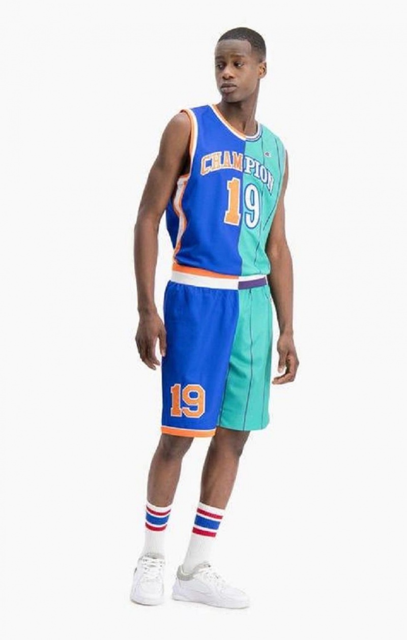 Short Champion NBMIX Patchwork 'Champion 19' Basketball Shorts Homme Bleu | 8210-LWABK