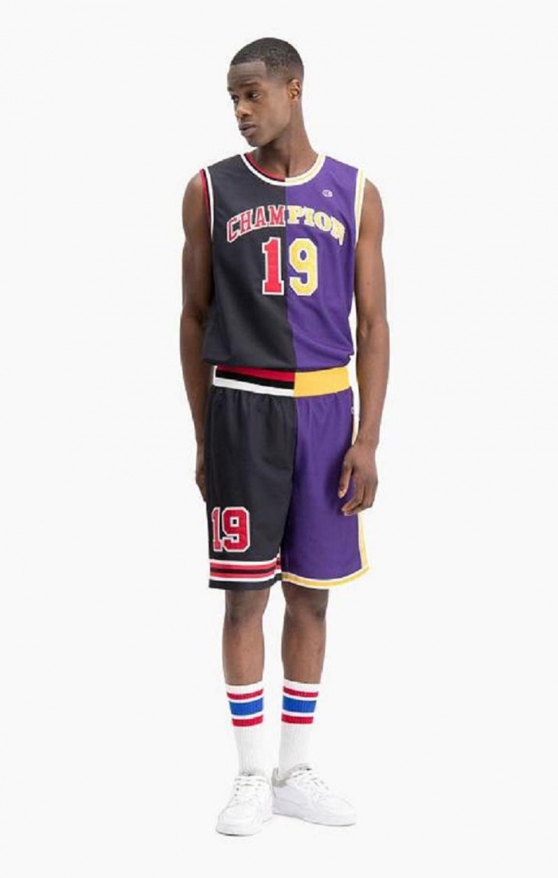 Short Champion NBMIX Patchwork \'Champion 19\' Basketball Shorts Homme Noir Violette | 5740-JKRBA