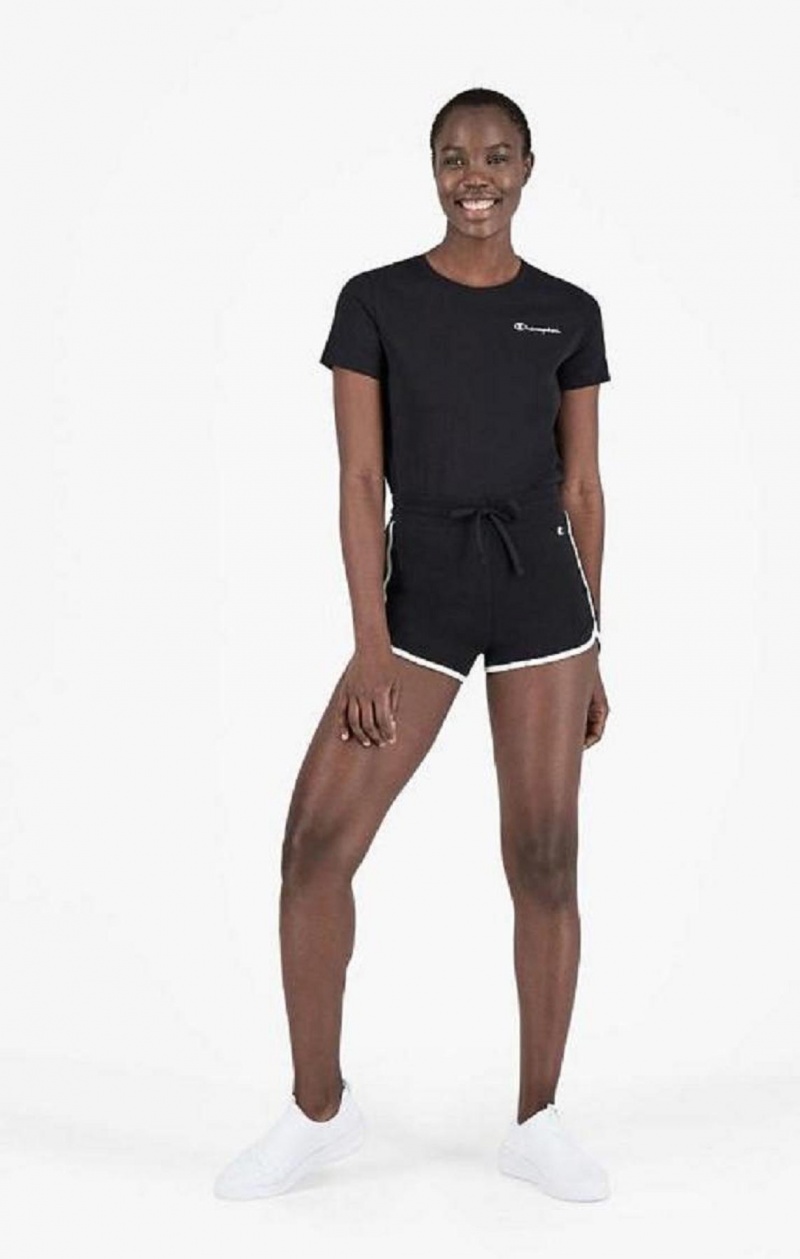 Short Champion Nervuré Runner Shorts Femme Noir | 0983-AVDTQ