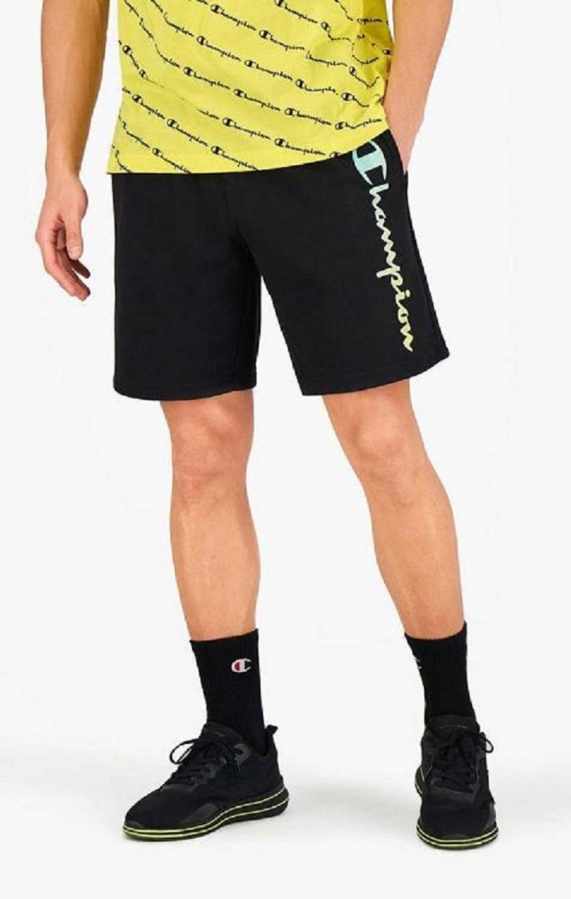 Short Champion Rainbow Script Logo Sweat Shorts Homme Noir | 2175-ZOWDP