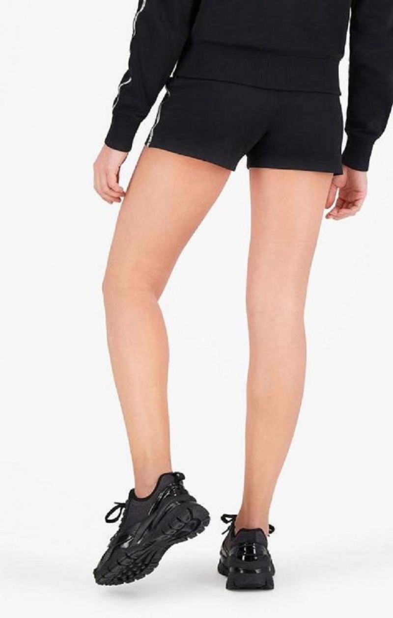 Short Champion Rayé Jacquard Logo Tape Shorts Femme Noir | 9162-CEHND