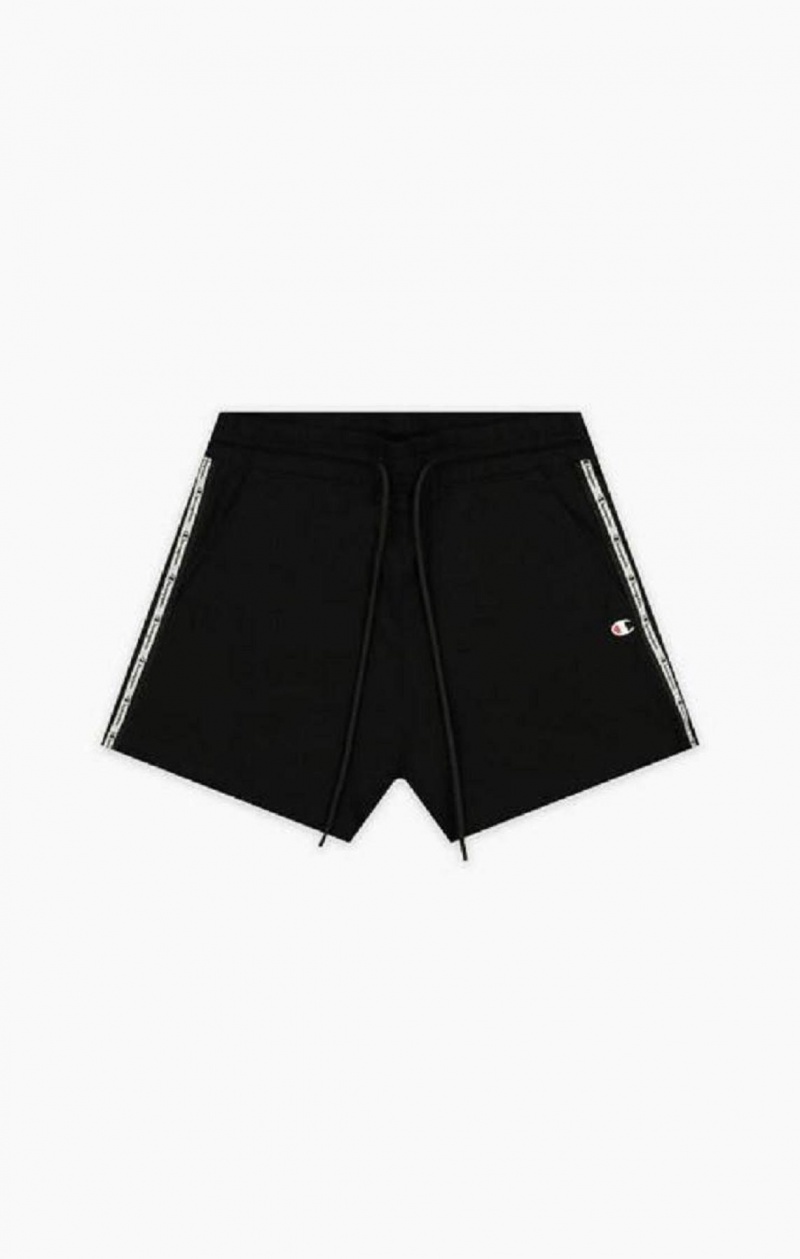 Short Champion Rayé Jacquard Logo Tape Shorts Femme Noir | 9162-CEHND